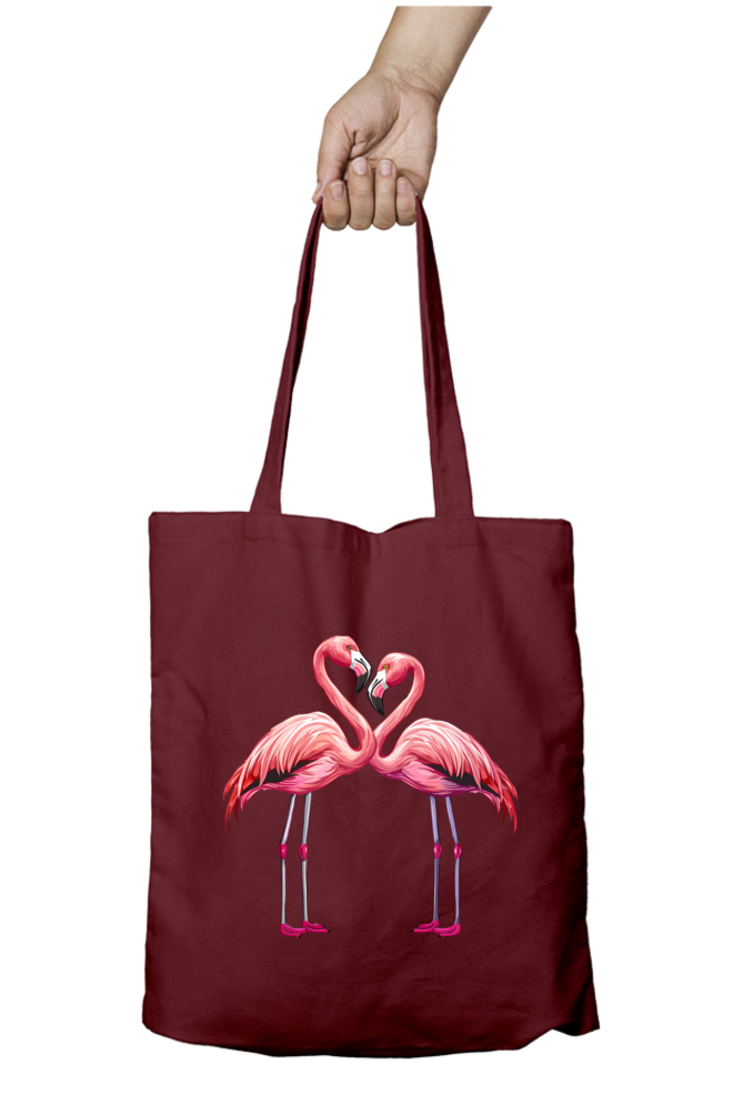 Flamingo Valentine Couple Tote Bags with Zipper