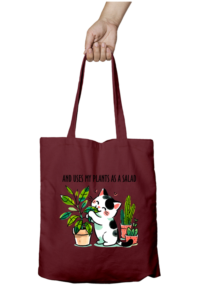 Cat - Uses my plants as a Salad - Tote Bags with Zipper