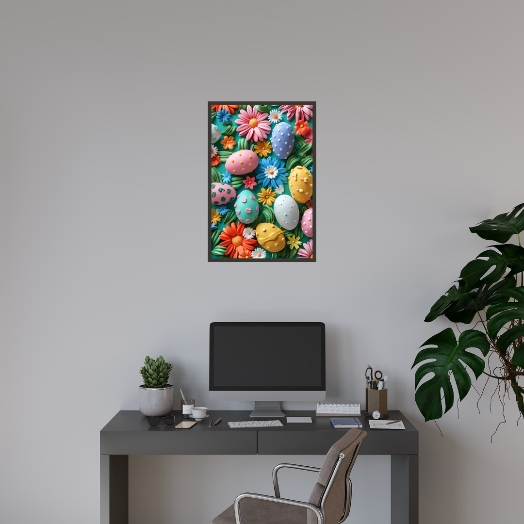 Beautiful Easter Eggs and Flowers Wall Art