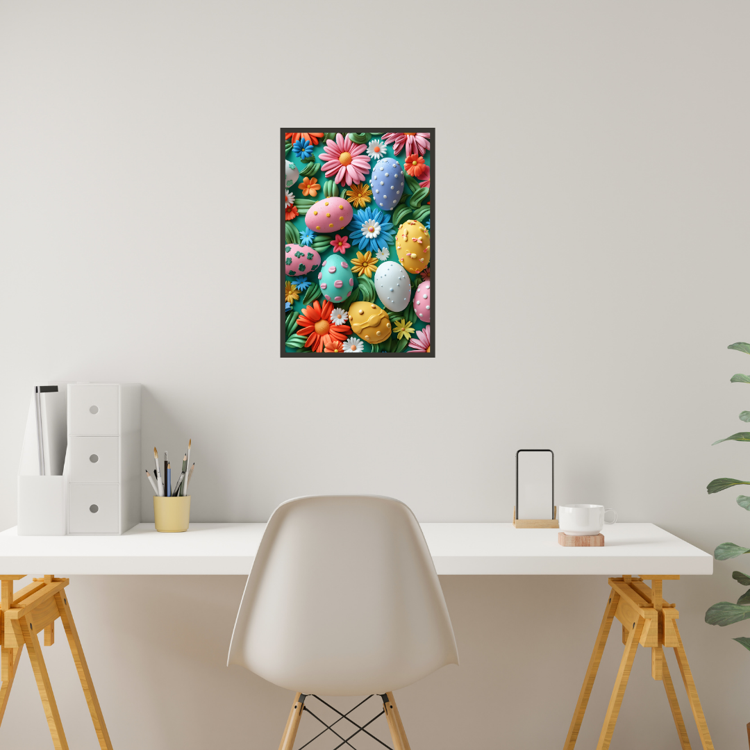 Beautiful Easter Eggs and Flowers Wall Art