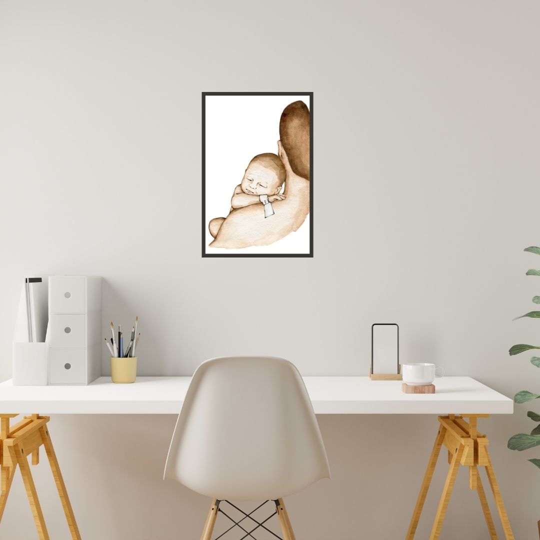 Daddy and Newborn Baby One Line Art