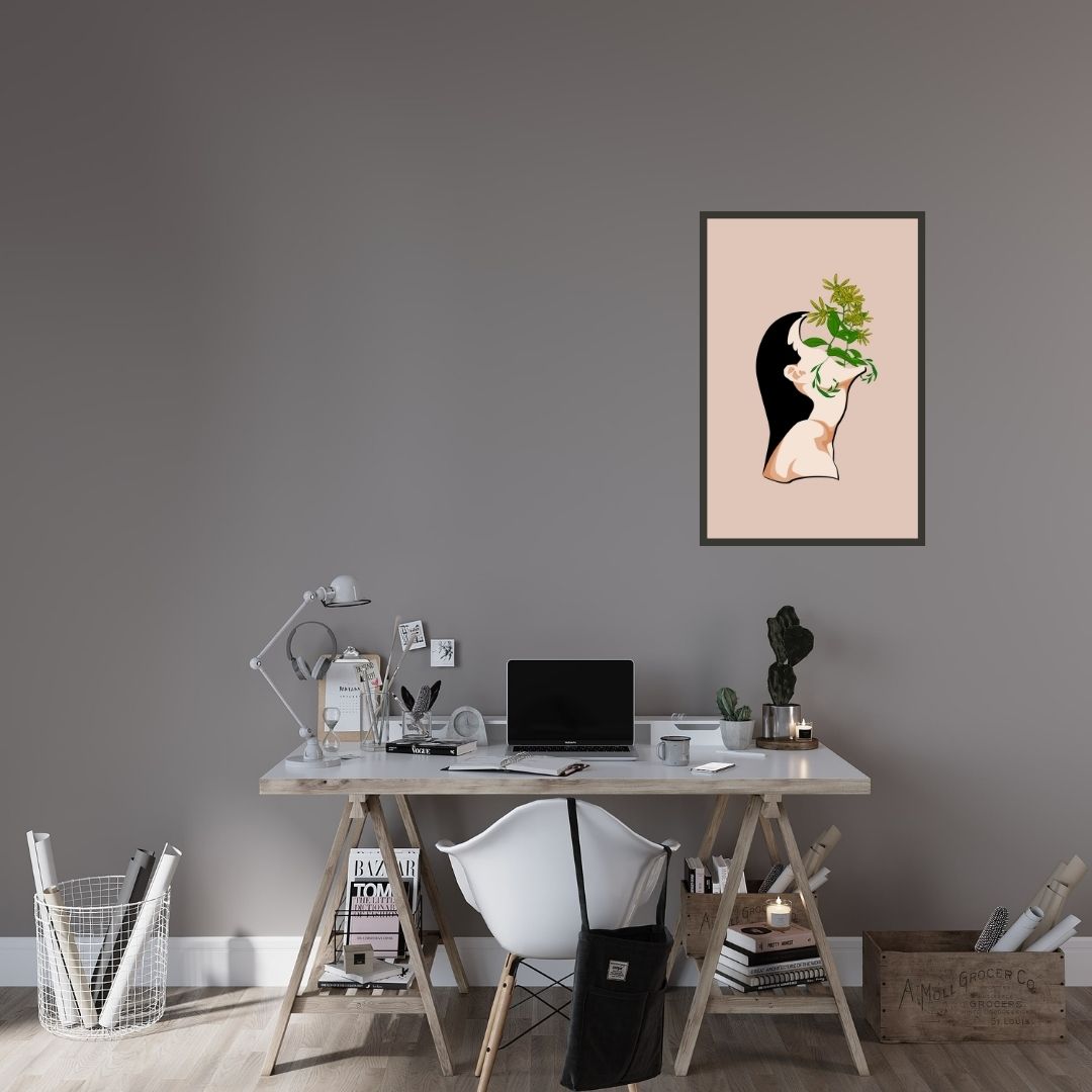 Women Face with Flower Wall Art