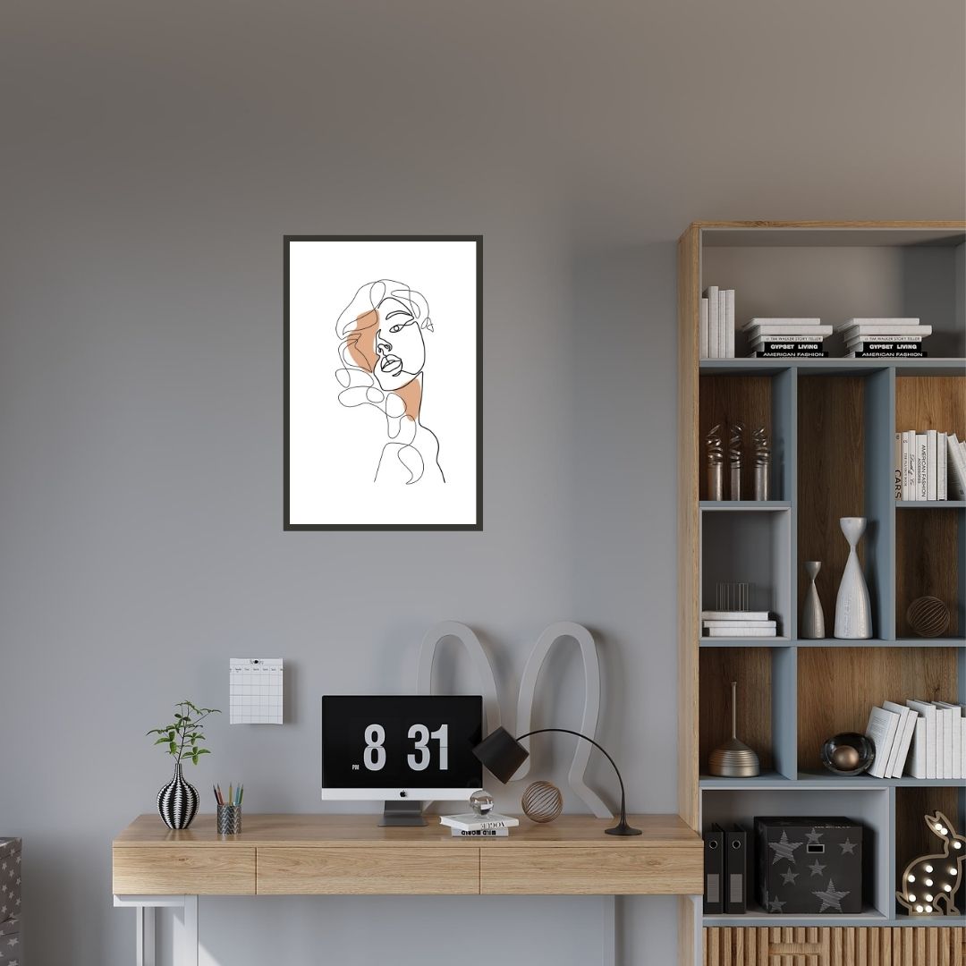 Cute Girl Face One Line Art