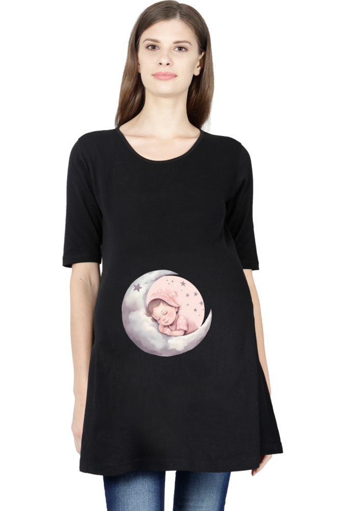 Cute Baby Sleeping Maternity Half Sleeve T-Shirt