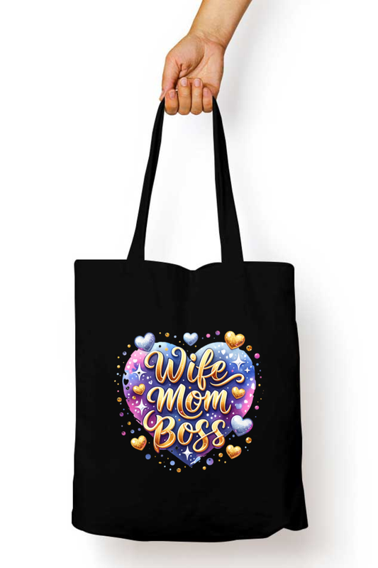 Wife Mom Boss Heart Design - Tote Bags with Zipper