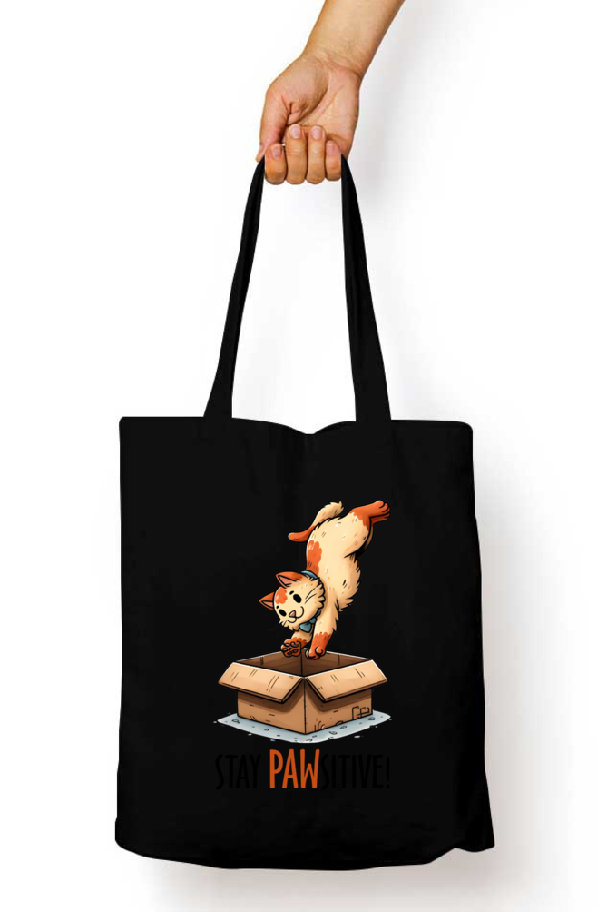 Cat Stay Pawsitive! - Tote Bags with Zipper