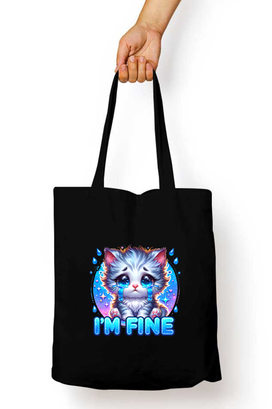 Crying Kitten I am fine - Tote Bags with Zipper