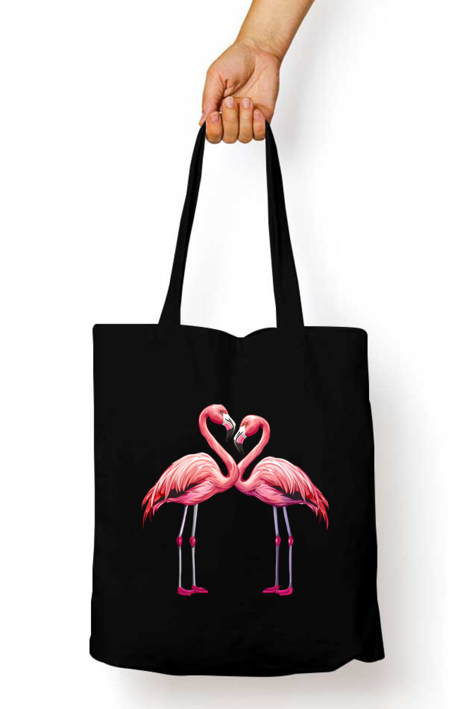 Flamingo Valentine Couple Tote Bags with Zipper