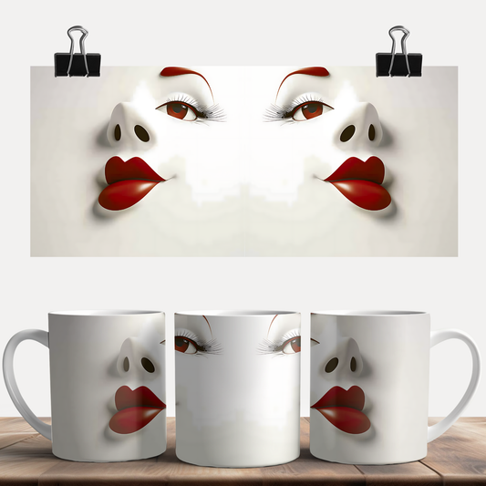 Sarcastic Woman faces with Red Lips Mug