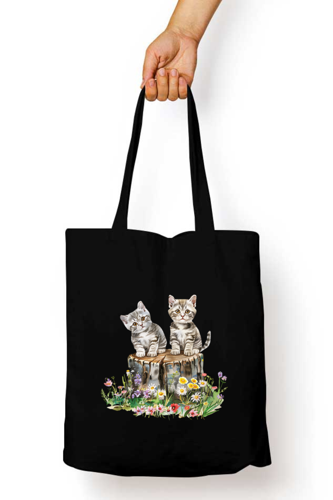 Cute Cat Tote Bags with Zipper