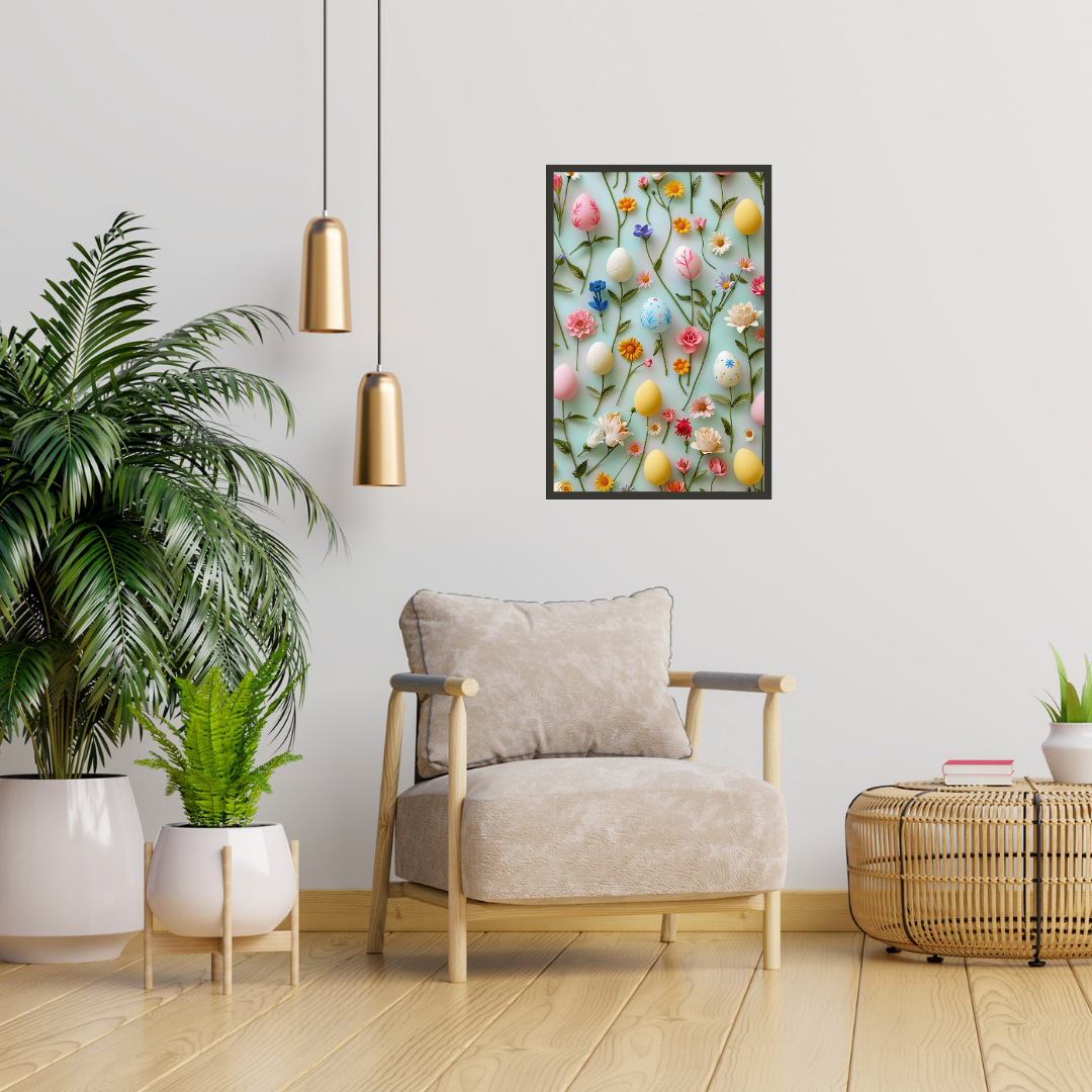 Beautiful Easter Eggs and Flowers Wall Art