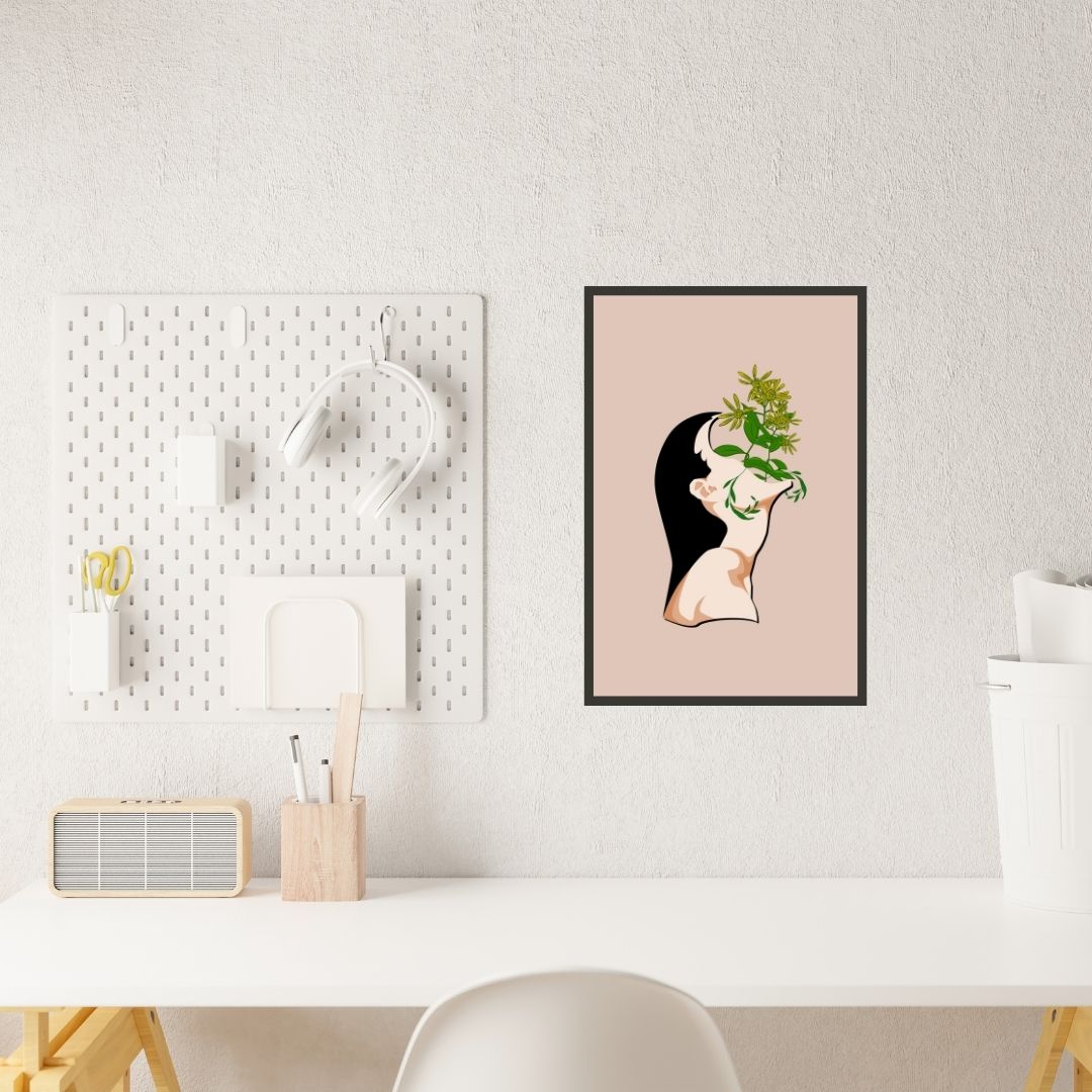 Women Face with Flower Wall Art