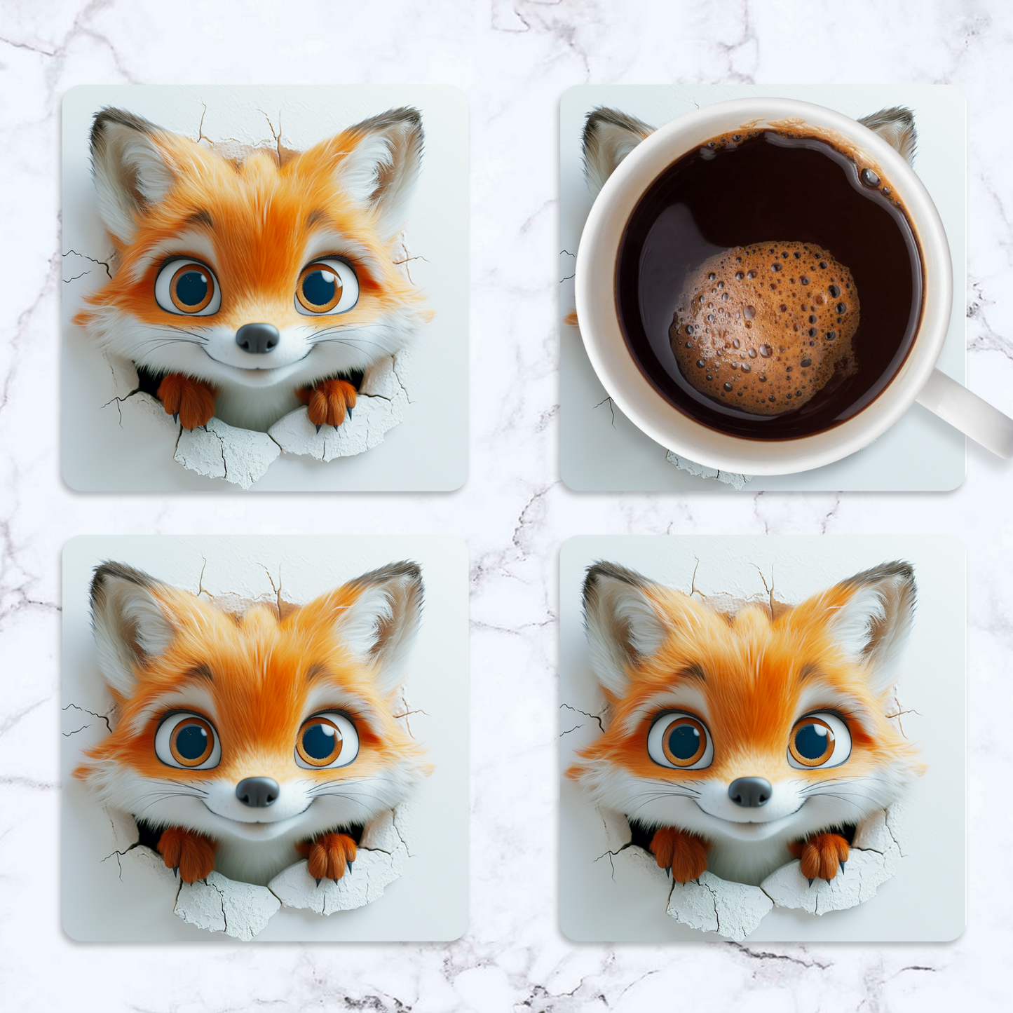 Cute Fox Square Coaster