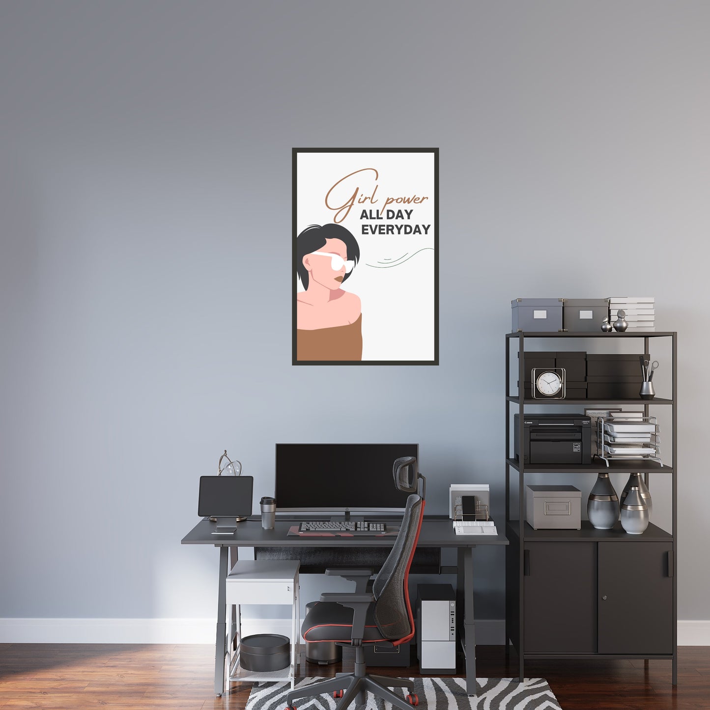 "Girl Power All Day, Every Day" Motivational Wall Art