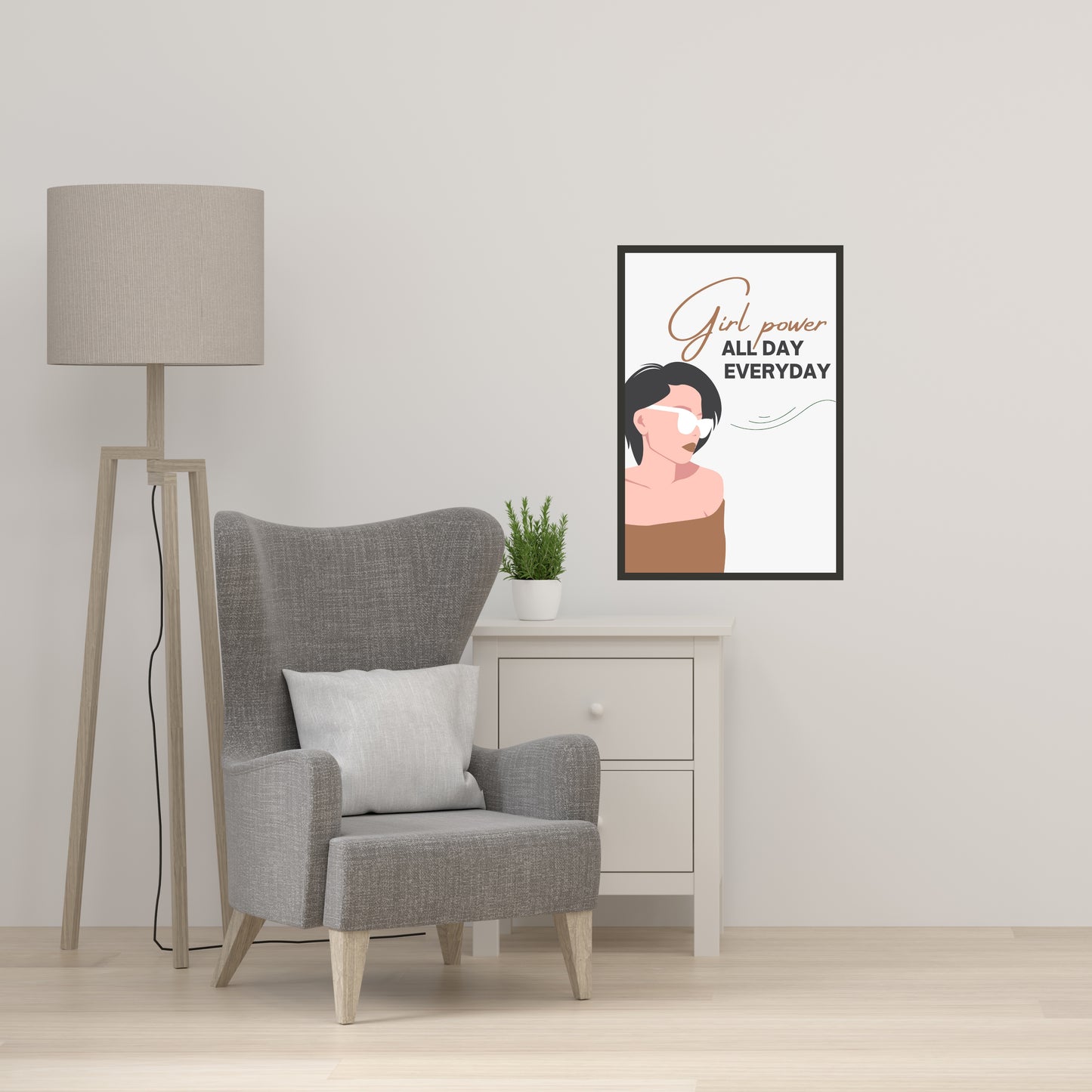"Girl Power All Day, Every Day" Motivational Wall Art