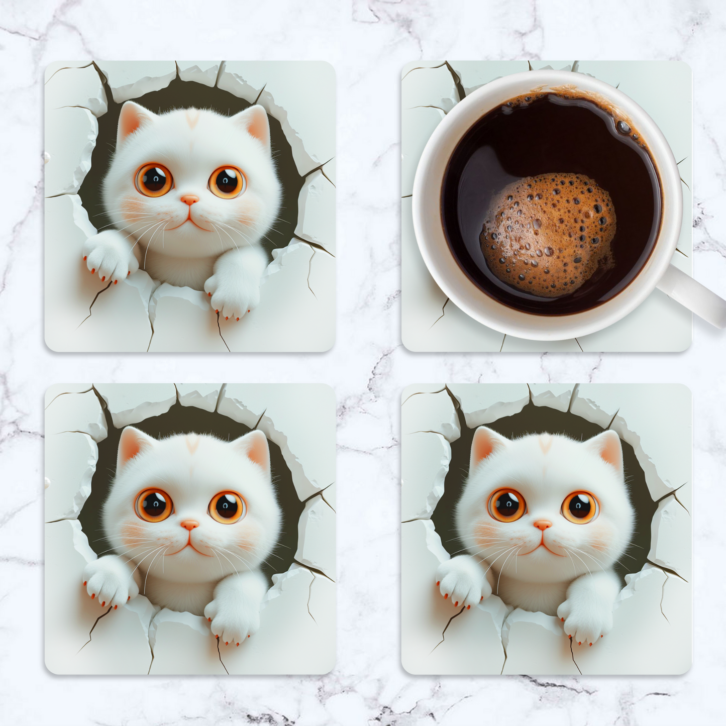 Cute Cat Square Coaster