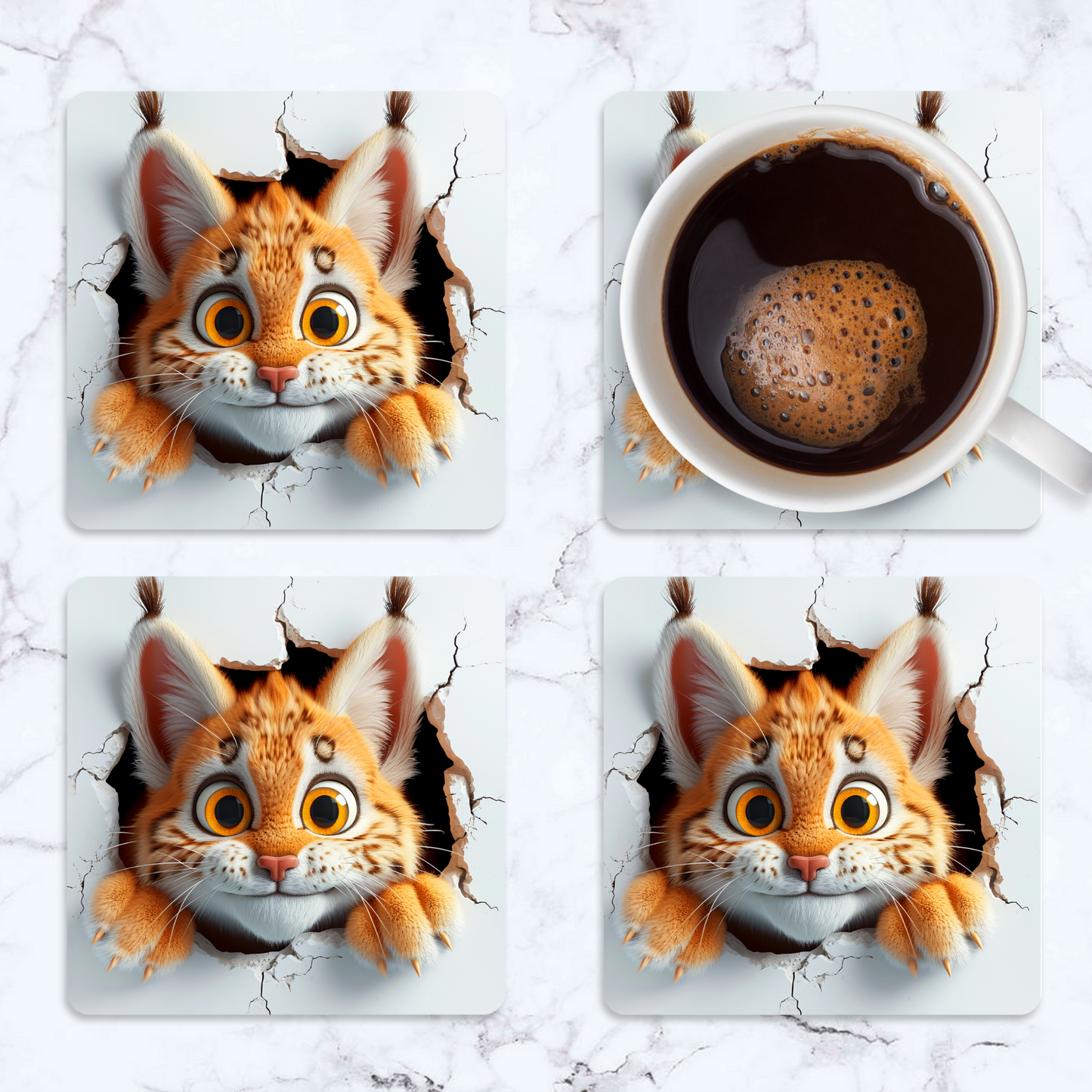 Cute Tiger Square Coaster