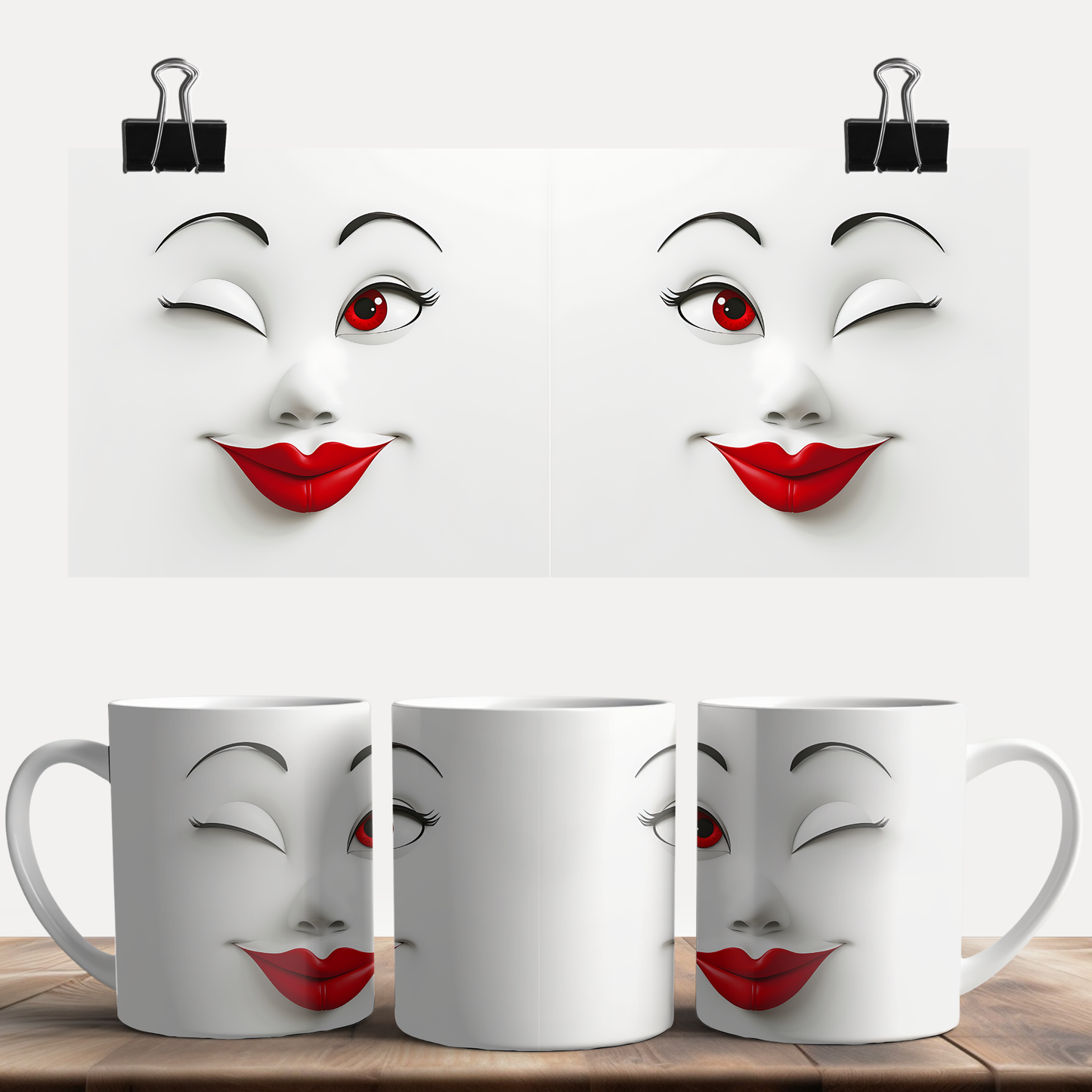 Sarcastic Woman faces with Red Lips Mug