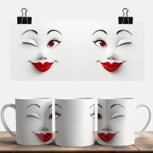 Sarcastic Woman faces with Red Lips Mug