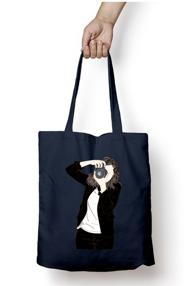 Beautiful Woman Photographer Tote Bags with Zipper