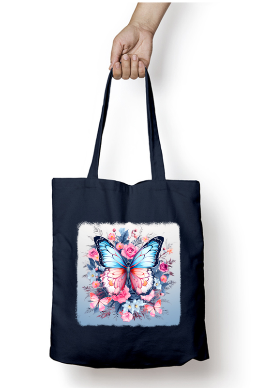 Butterfly with Flower Tote Bags with Zipper