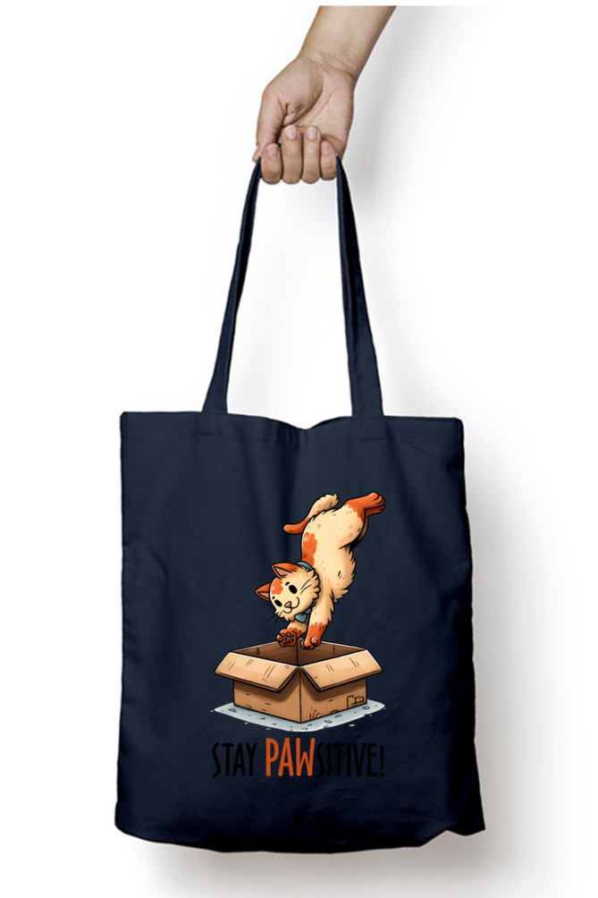 Cat Stay Pawsitive! - Tote Bags with Zipper
