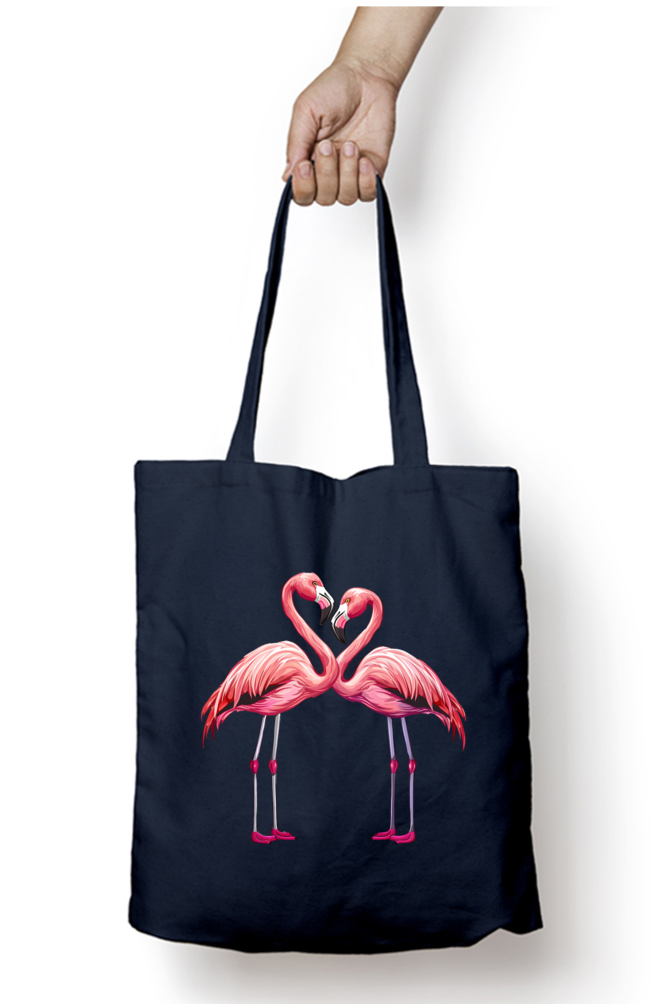Flamingo Valentine Couple Tote Bags with Zipper