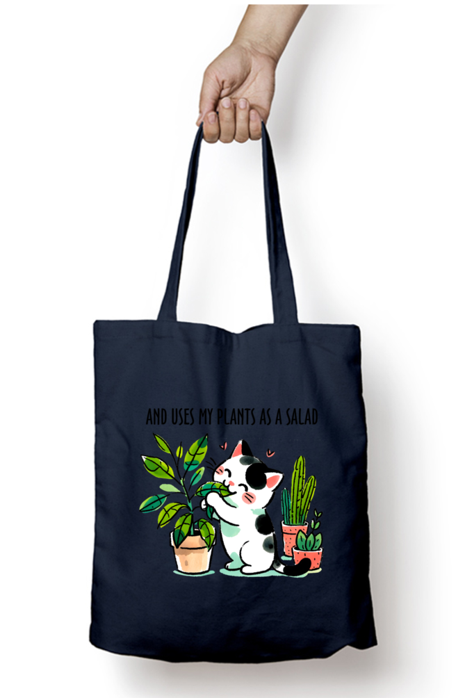 Cat - Uses my plants as a Salad - Tote Bags with Zipper