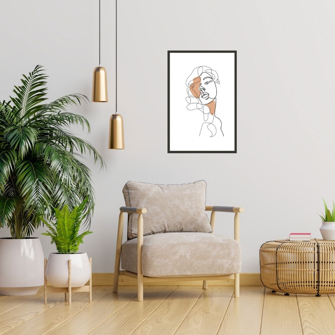 Cute Girl Face One Line Art