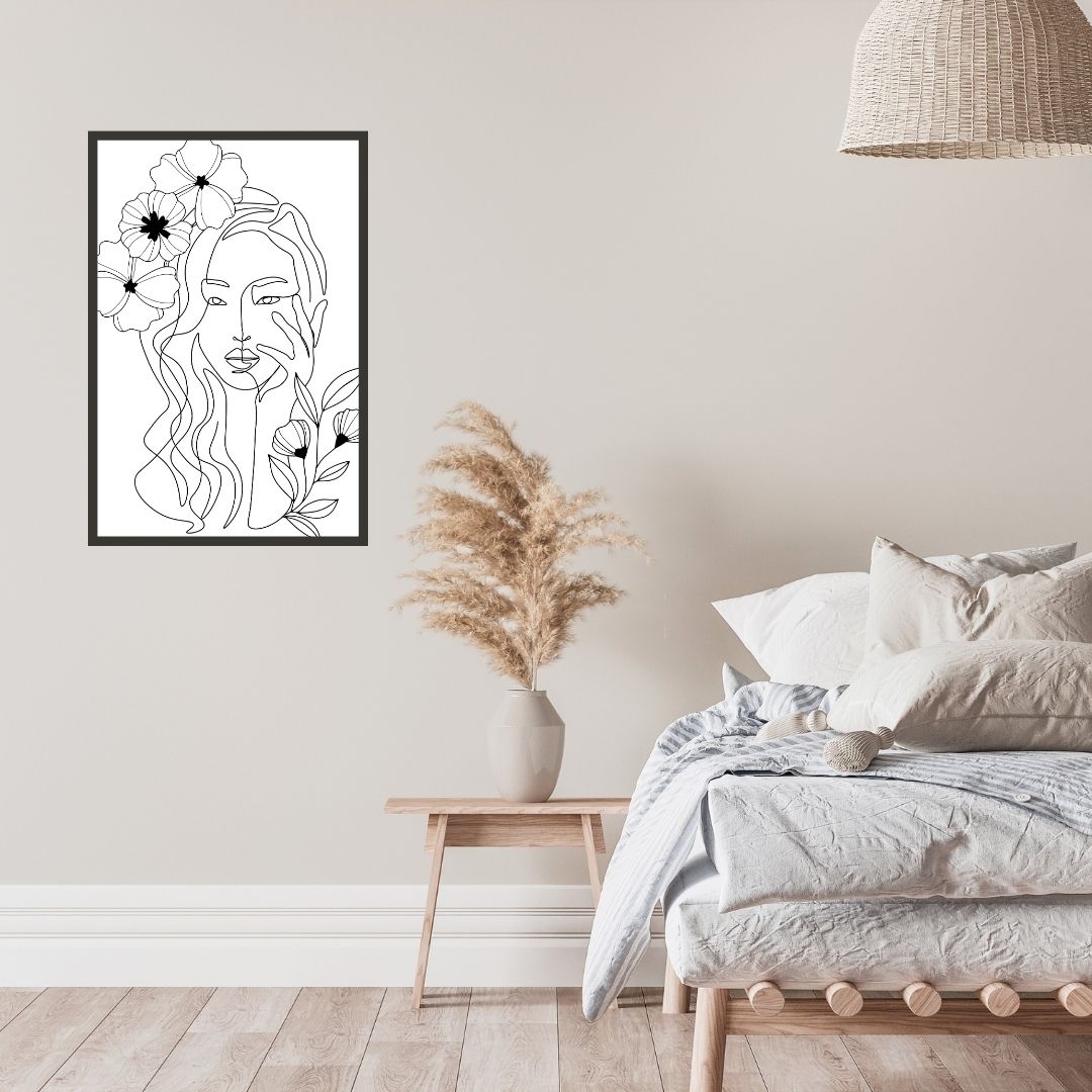 Flower Head Women One Line Art