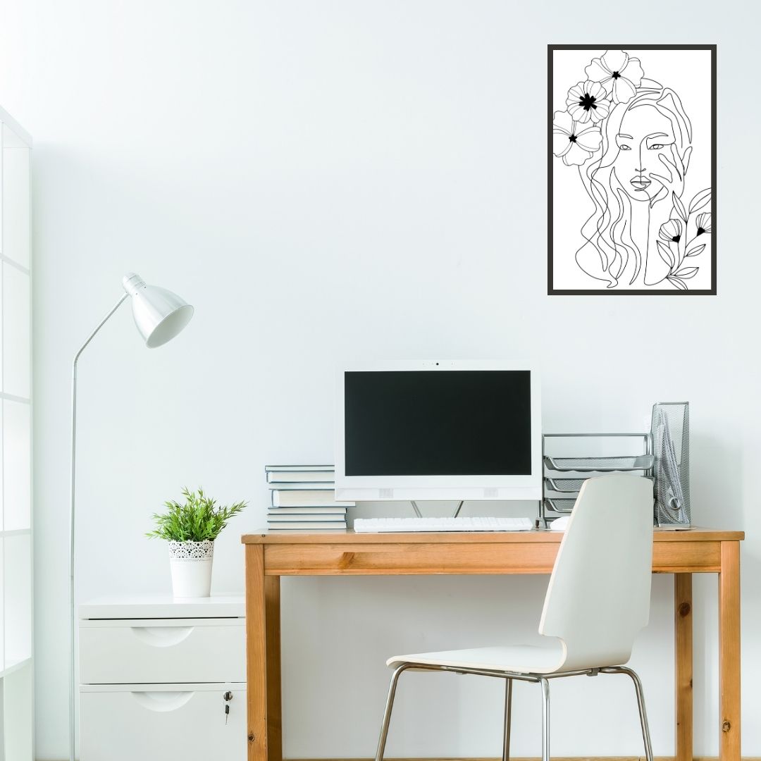 Flower Head Women One Line Art