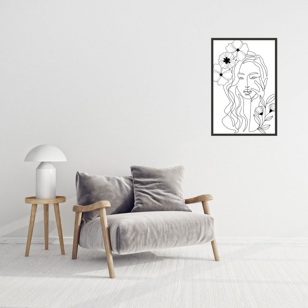 Flower Head Women One Line Art
