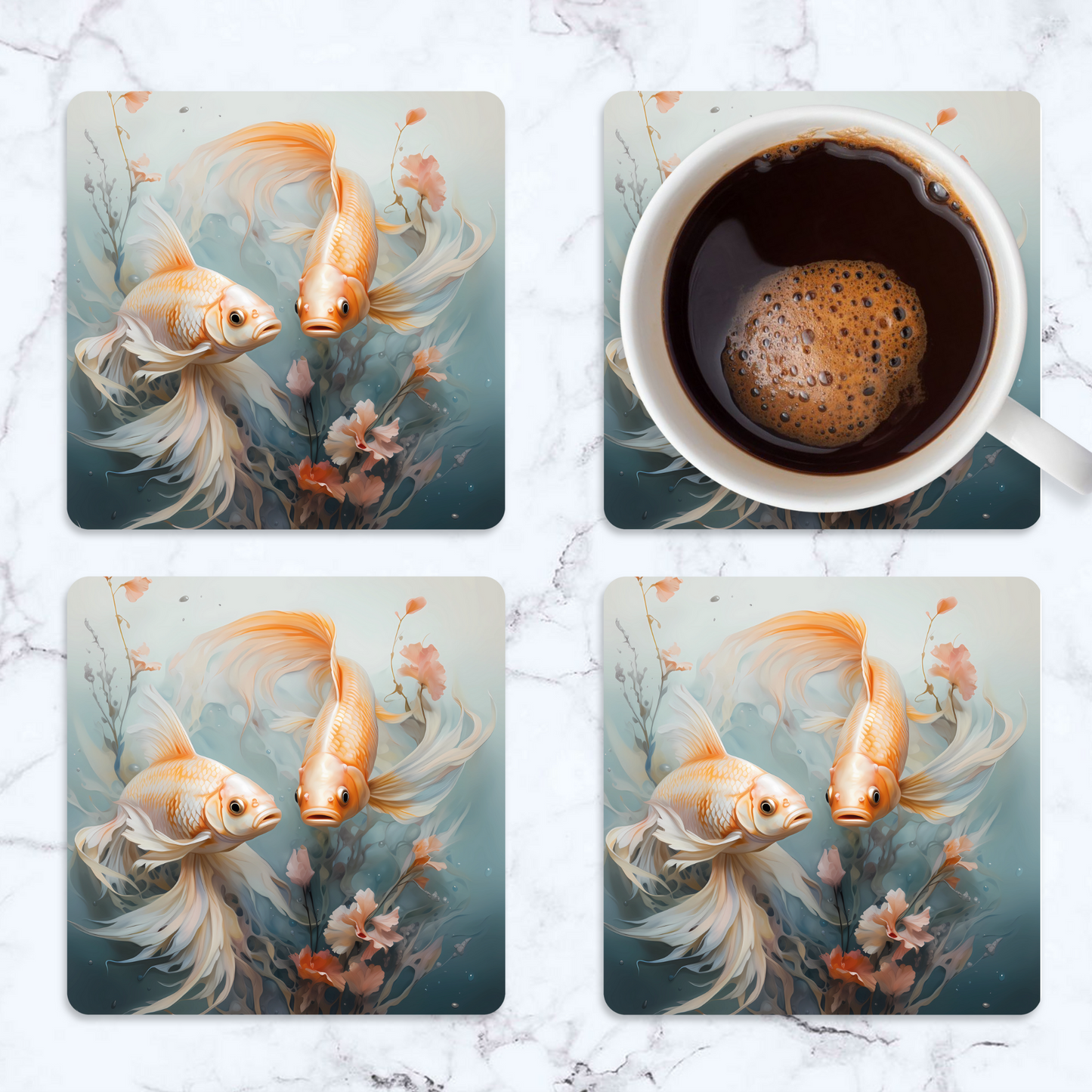 3D Fish Square Coaster