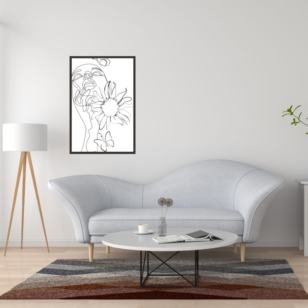 Flower Head Women One Line Art
