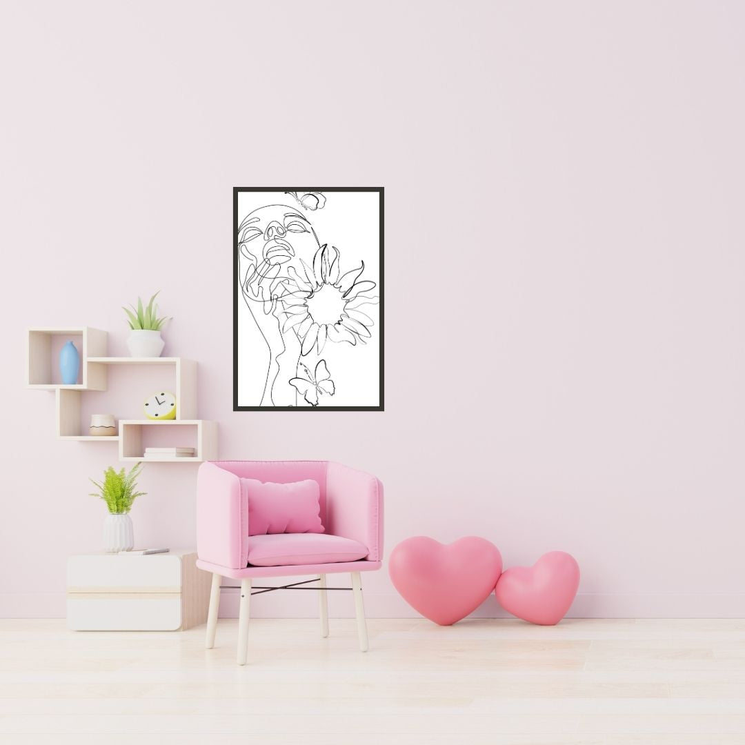 Flower Head Women One Line Art