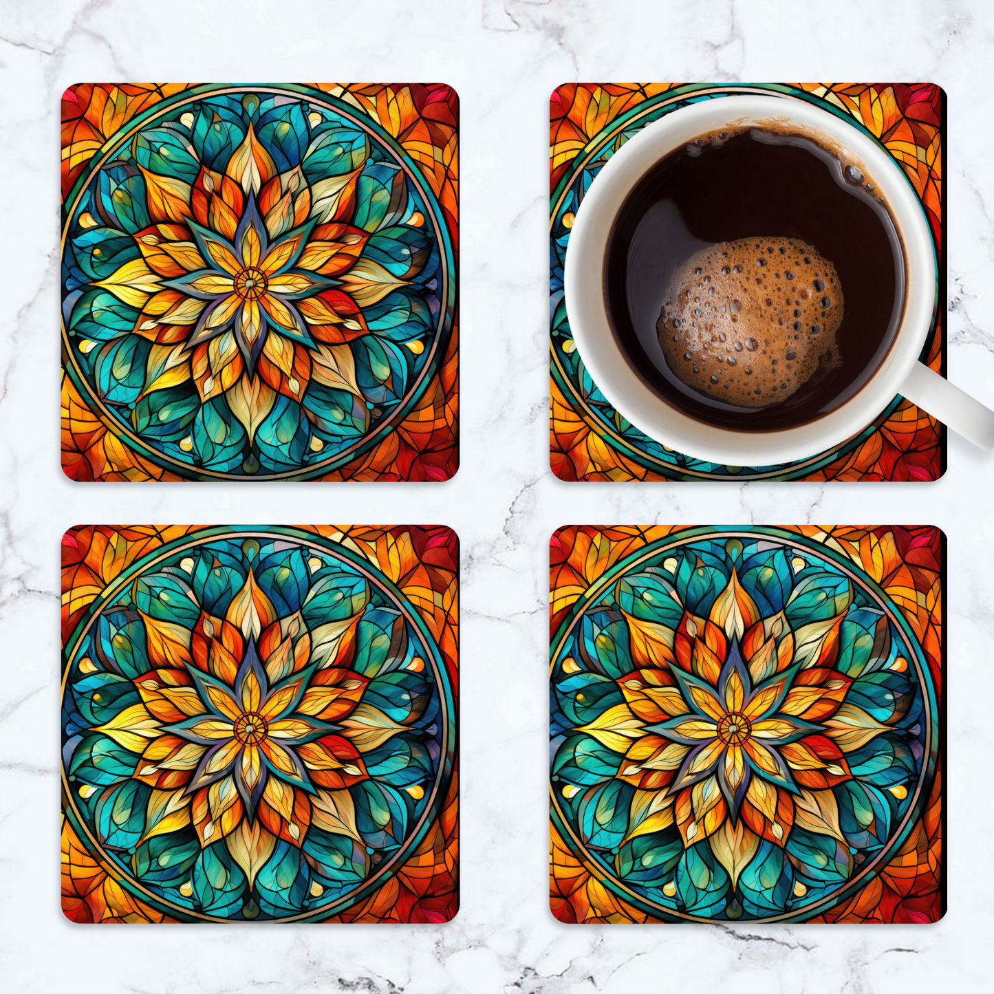 Mandala Square Coaster