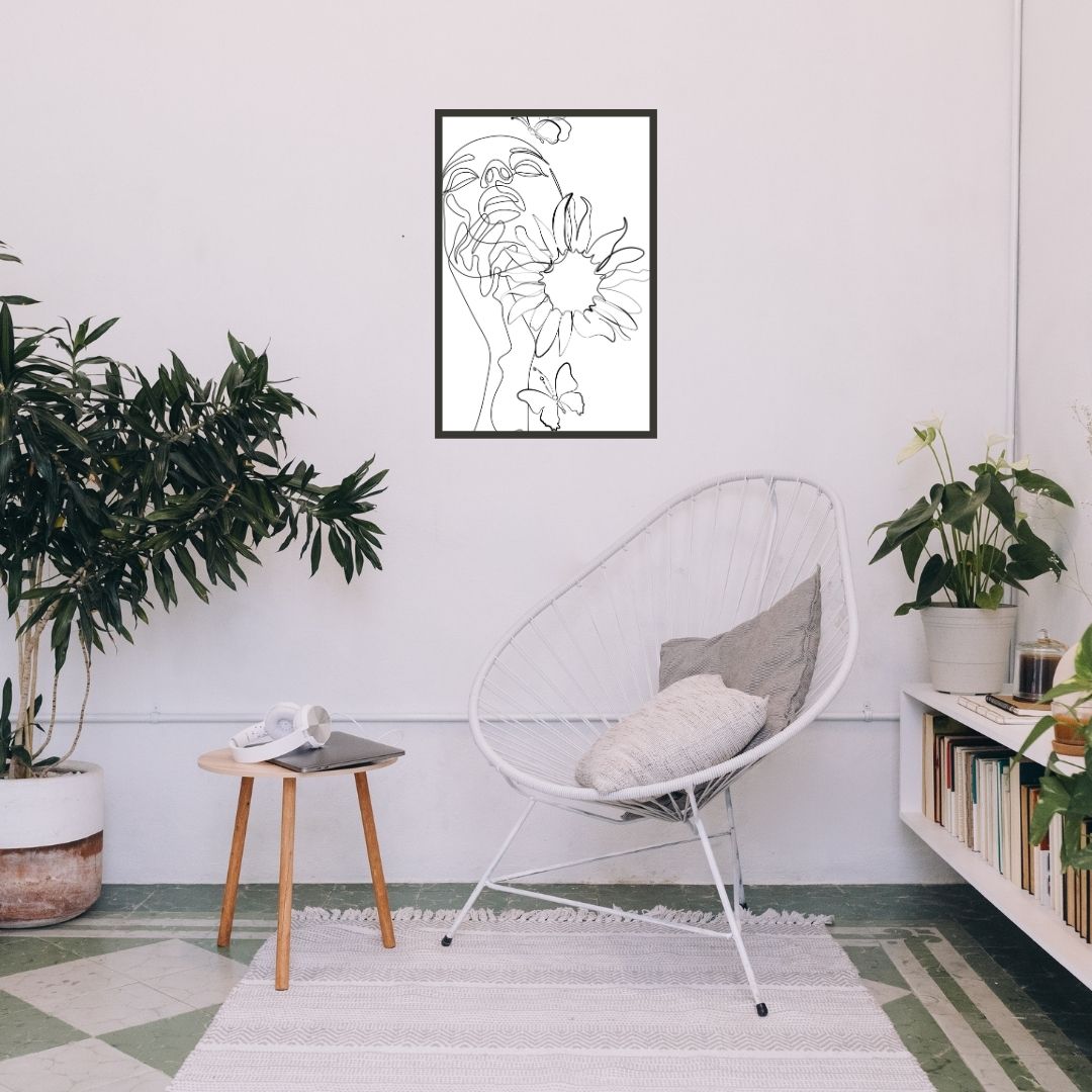Flower Head Women One Line Art