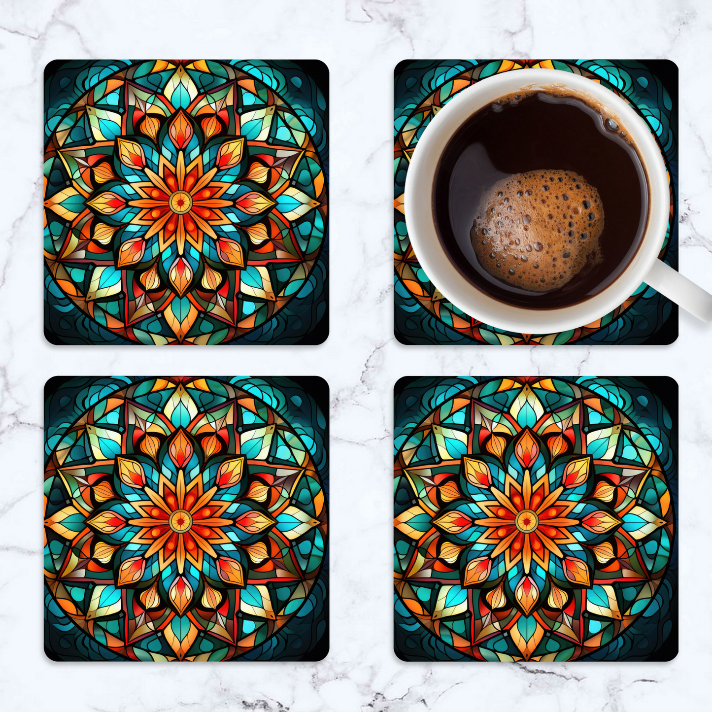 Mandala Square Coaster