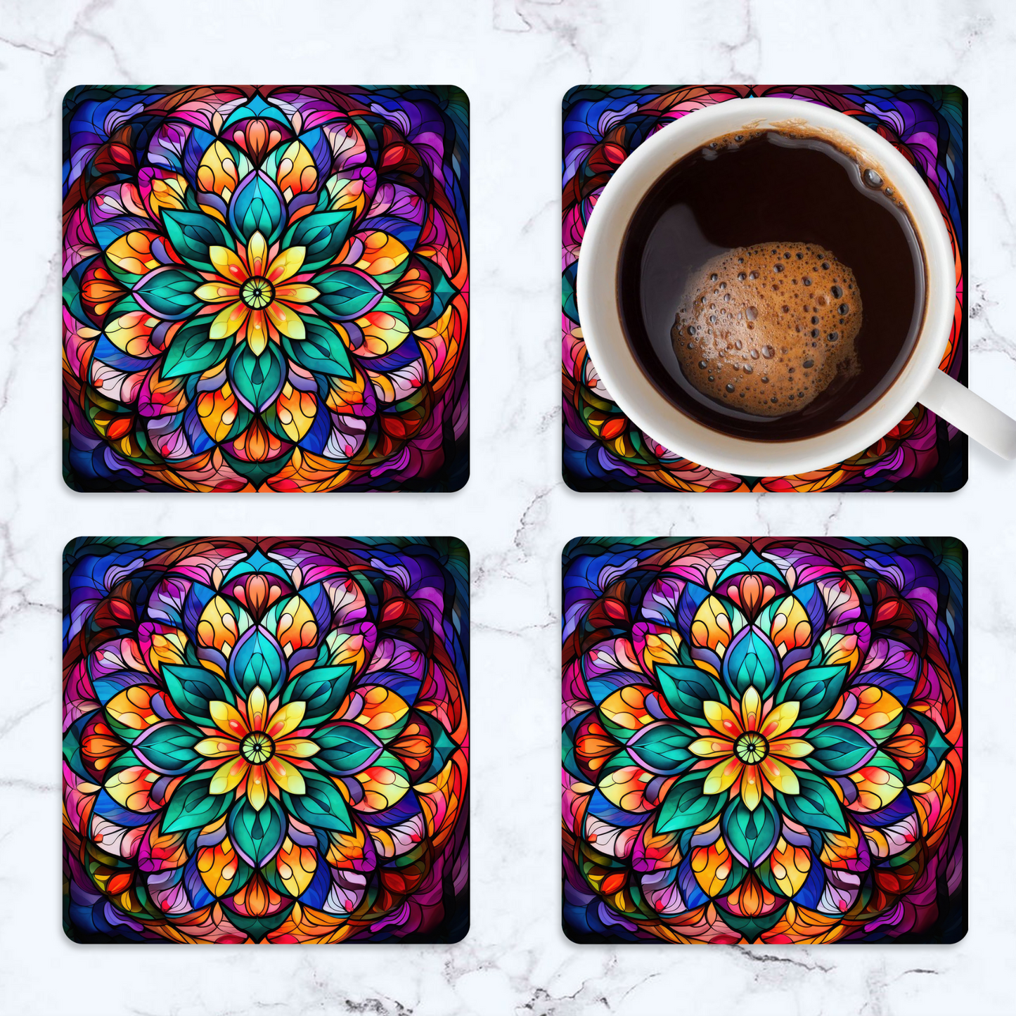 Mandala Square Coaster