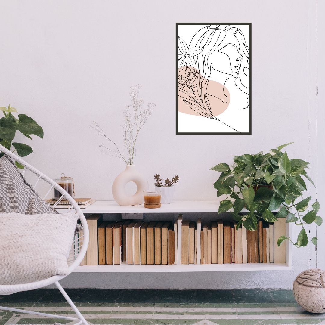 Flower Head Women One Line Art