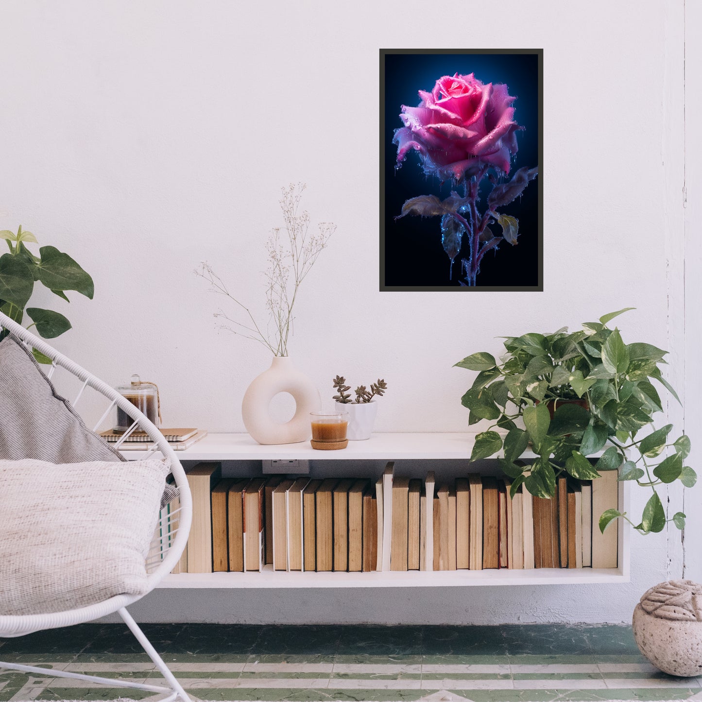 Beautiful Winter Color Rose Painting Wall Art