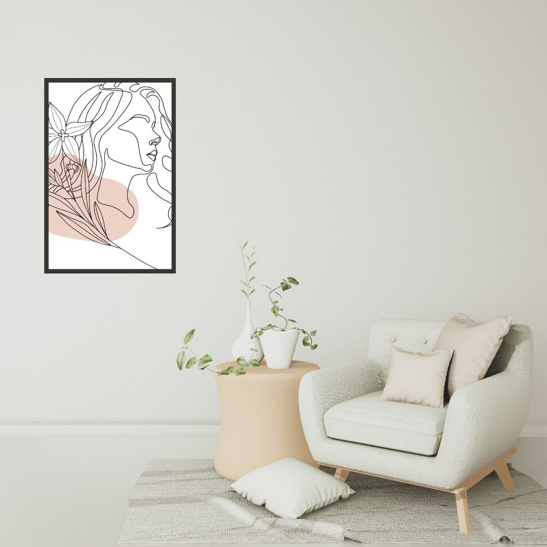 Flower Head Women One Line Art
