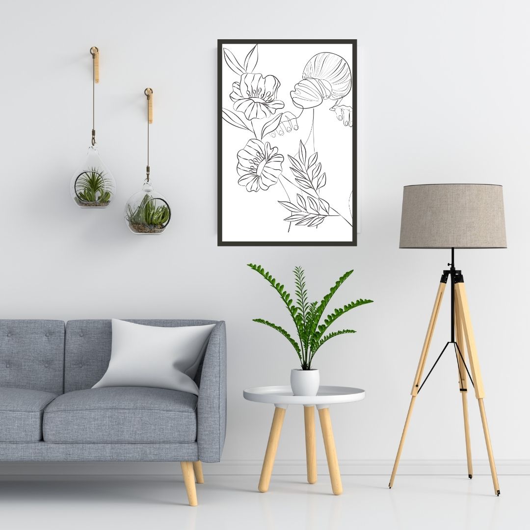 Flower Head Women One Line Art