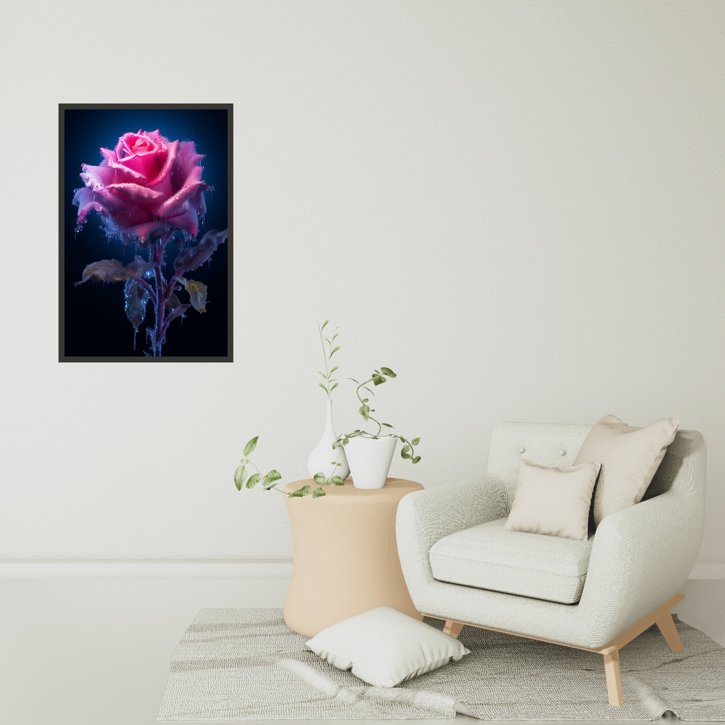 Beautiful Winter Color Rose Painting Wall Art