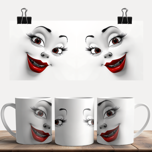 Sarcastic Woman faces with Red Lips Mug