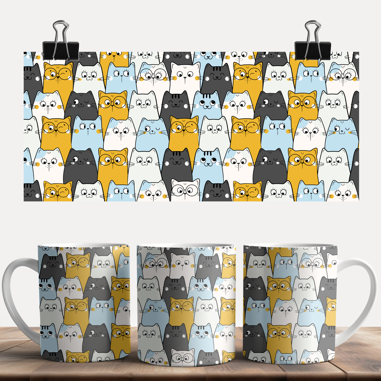 Cat Doodle Pattern Mug
