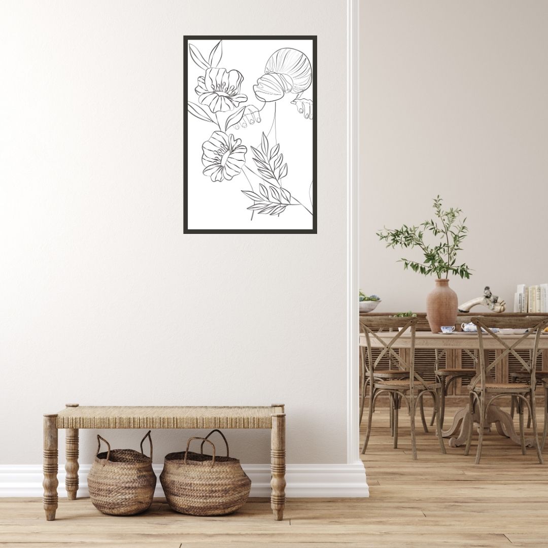 Flower Head Women One Line Art