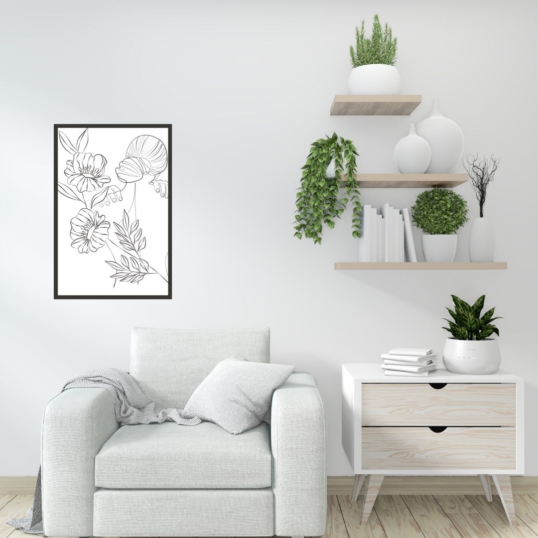 Flower Head Women One Line Art
