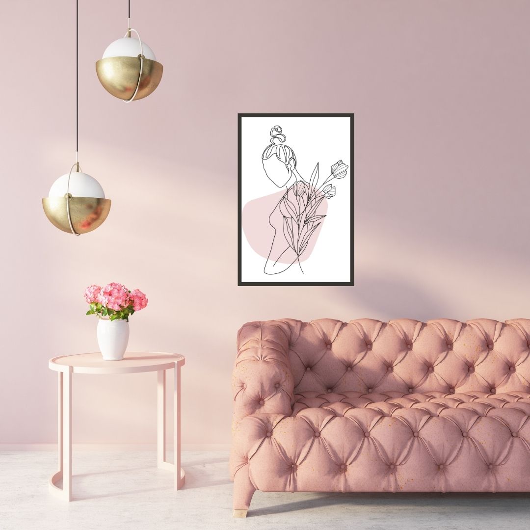 Flower Head Women One Line Art