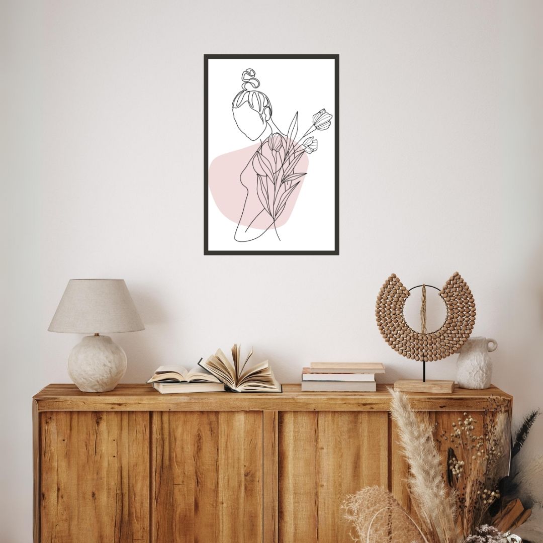 Flower Head Women One Line Art